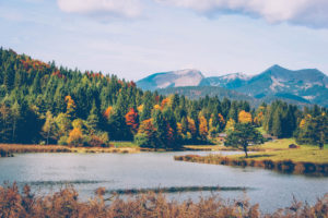 Lake, mountains, autumn forest Lake, mountains, autumn forest